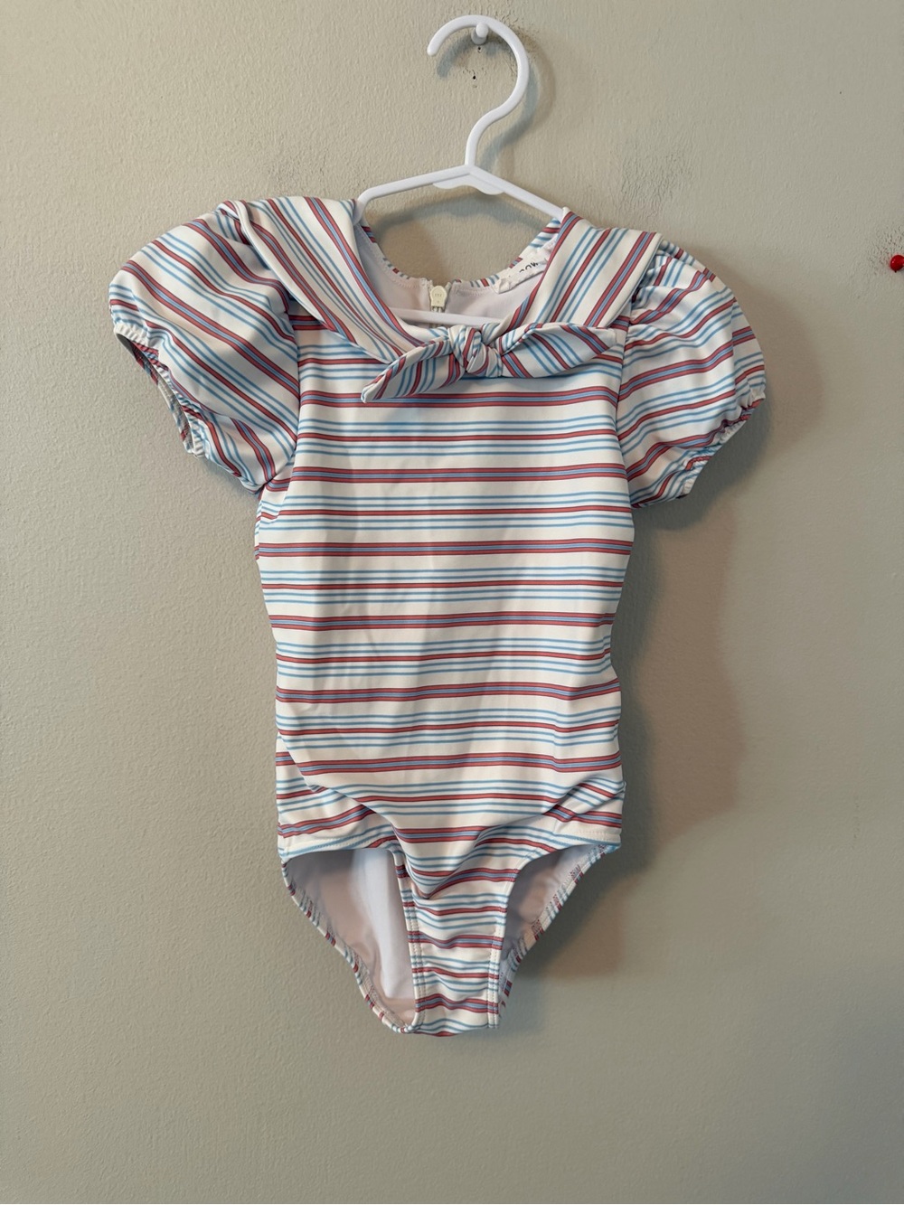 Minnow Striped One-Piece Swimsuit with Puff Sleeves